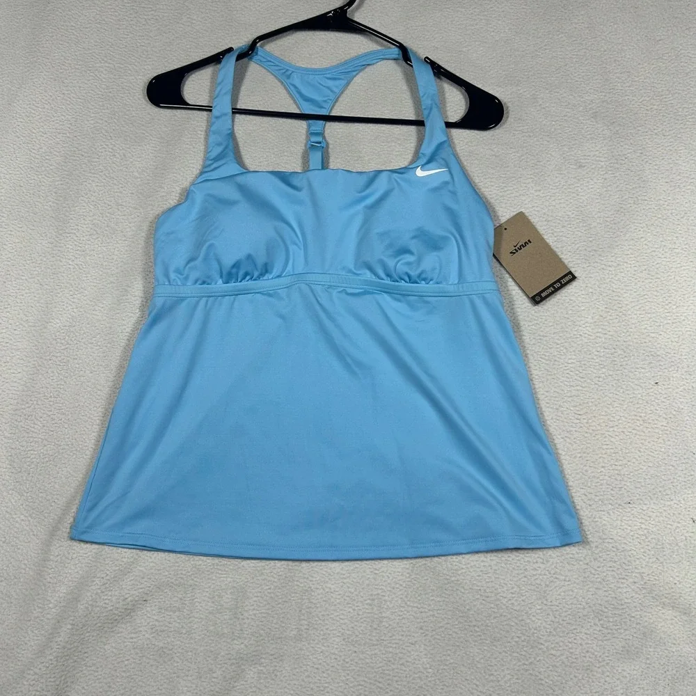Nike Swim Blue Tankini Top Womens Large Racerback Adjustable Strap NESSE304-486